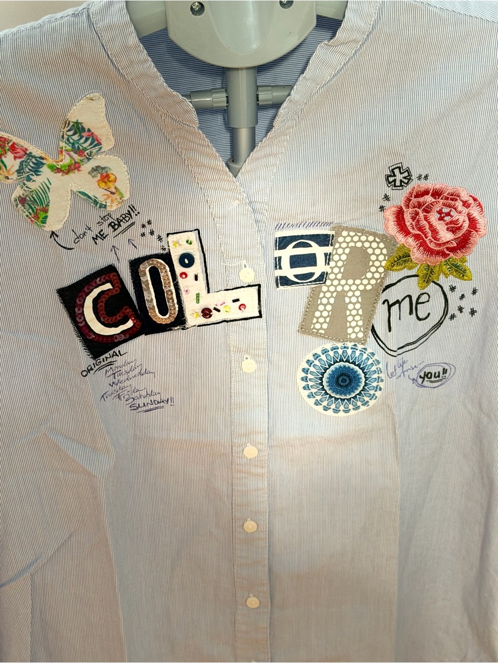 Desigual Embroidered Cotton Button-Up Shirt – Size L - Picture 3 of 9